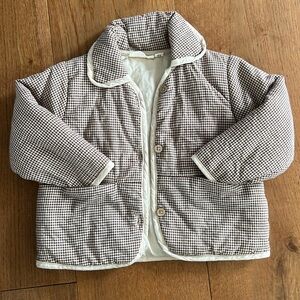 Lil’ Atelier Brown & Cream Gingham Quilted Jacket